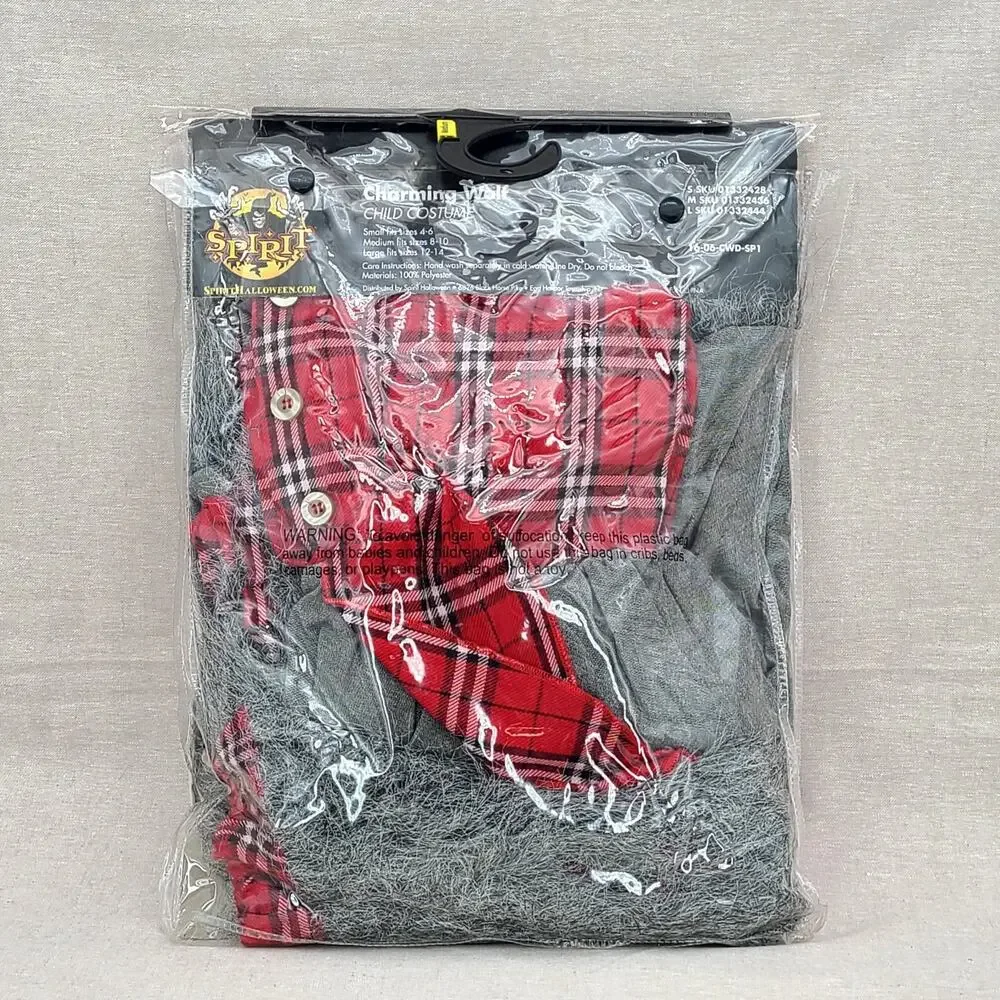 Spirit Halloween Charming Wolf Costume Kids Size Medium (8-10) NIB 01332436